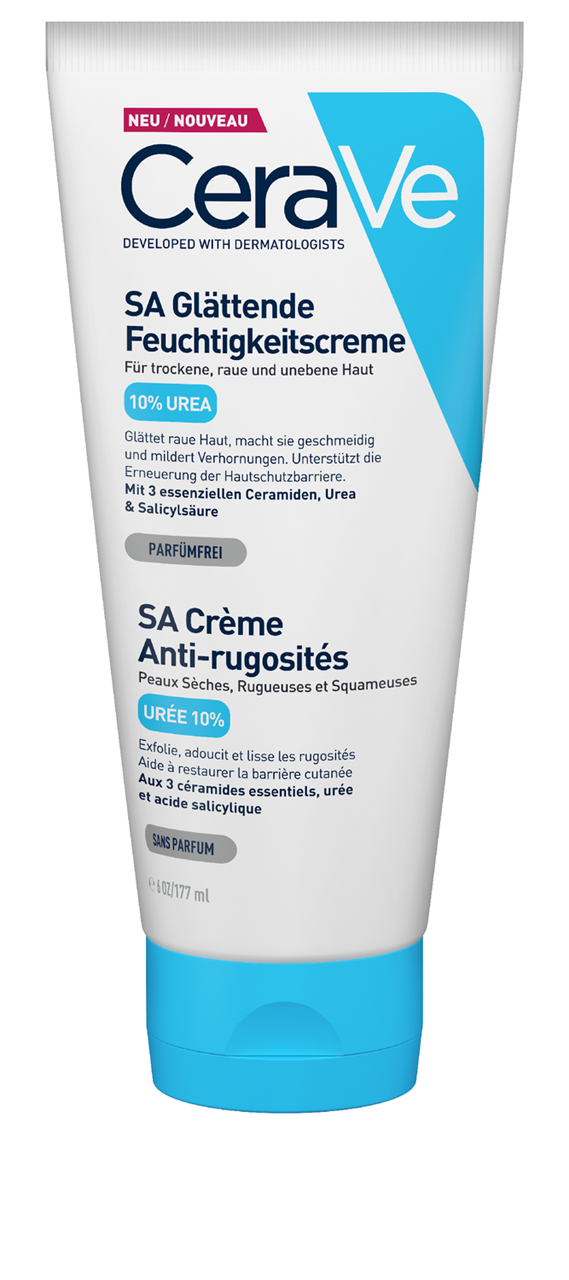 CeraVe SA Urea Glättende Feuchtigkeitscreme für trockene, raue und