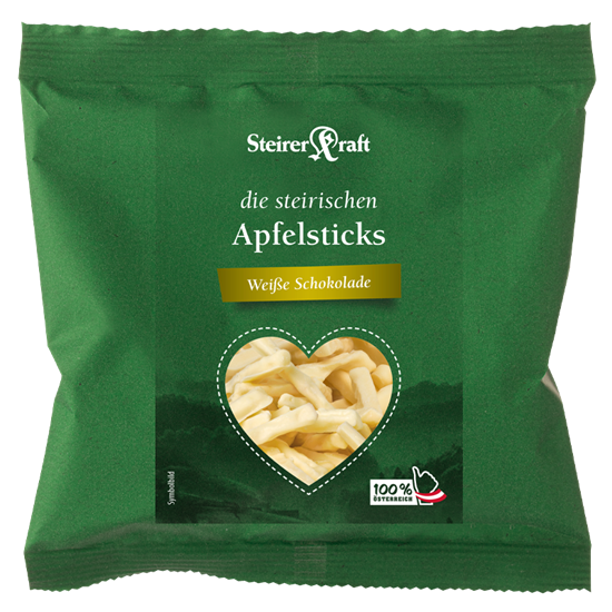 Bild von Steirerkraft - Steirische Apfelsticks Weiße Schokolade Premium - 50 g