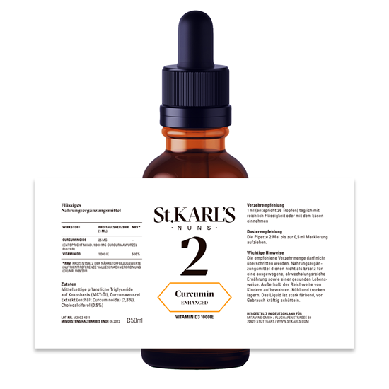 Bild von St. Karl's Nuns 2 - Curcumin Enhanced & Vitamin D3 1000 IE - 50 ml