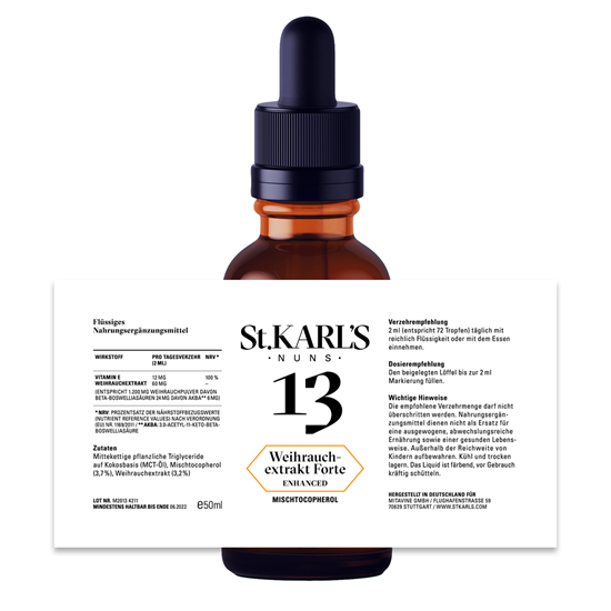 Bild von St. Karl's Nuns 13 - Weihrauchextrakt Forte & Vitamin E (Mischtocopherol) - 50 ml