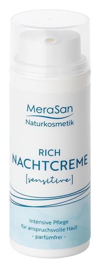 Picture of MeraSan Night Cream SENSITIVE fragrance-free, rich, vegan natural cosmetics with Rügen healing chalk and pure macadamia nut oil, jojoba oil, almond oil, shea butter, cocoa butter