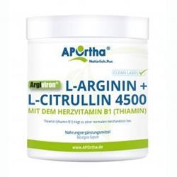 Bild von Aportha - Argiviron L-Arginin + L-Citrullin 4500 + Vitamin B1 - 360 vegane Kapseln