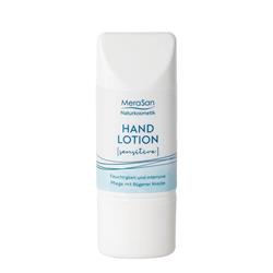 Picture of MeraSan Hand Lotion SENSITIVE 30ml fragrance-free - vegan natural cosmetics with almond oil, jojoba oil, cocoa butter and Rügen healing chalk