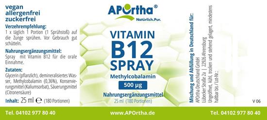 Bild von Aportha - Vitamin B12 Spray 500 µg Methylcobalamin - 25 ml