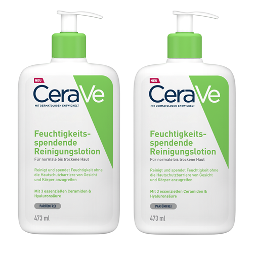 Bild von CeraVe - Feuchtigkeitsspendende Reinigungslotion für normale bis trockene Haut - 2x 473 ml