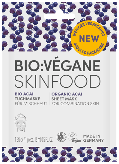 Picture of Bio:Végane - Bio Acai Tuchmaske für Mischhaut - 16 g