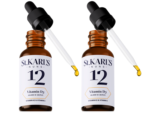 Bild von St. Karl's Nuns 12 - Vitamin D3 Depot 10.000 IE & Vitamin K2 (Mk-7) & Vitamin E - 2x 50 ml