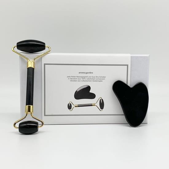 Bild von Aroma Garden -  Black Jade Roller & Gua Sha Gesichtsmassage