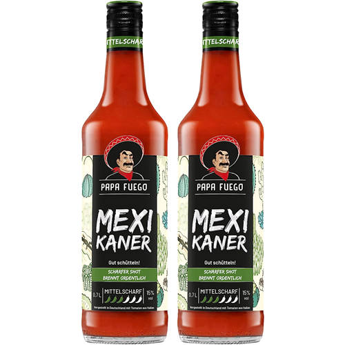 Picture of Papa Fuego - Mexikaner - Mittelscharfer Tomatenschnaps - mit 15% Alkohol - 2x 0,7 l