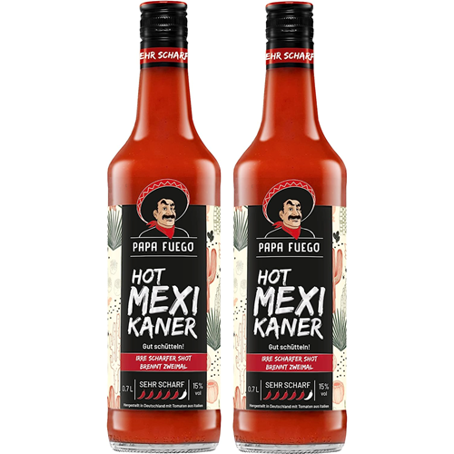 Bild von Papa Fuego - Mexikaner - Sehr scharfer Tomatenschnaps - mit 15% Alkohol - 2x 0,7 l