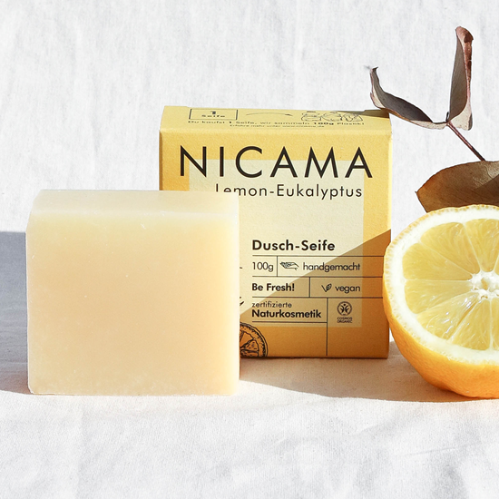 Bild von NICAMA - Dusch-Seife Lemon-Eukalyptus für Körper, Gesicht & Hände - 100g