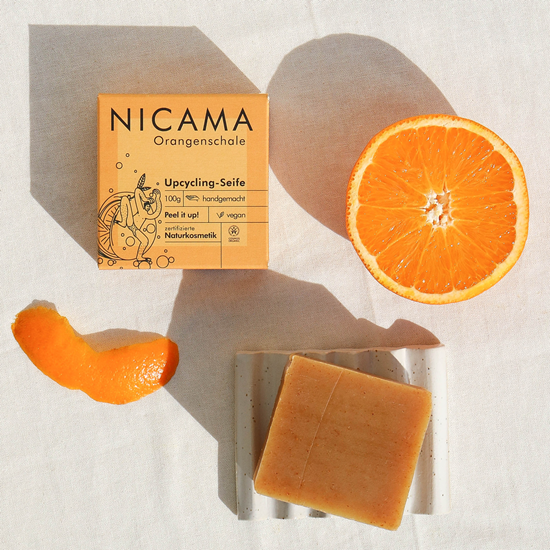 Bild von NICAMA - Upcycling-Seife Orangenschale mit natürlichem Peelingeffekt -100g
