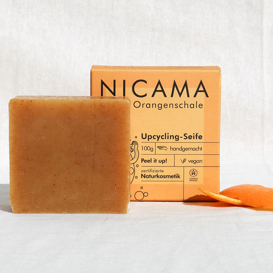 Bild von NICAMA - Upcycling-Seife Orangenschale mit natürlichem Peelingeffekt -100g