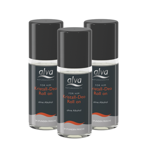 Bild von Alva - FOR HIM - Kristall Deo Roll On - 3x 50 ml