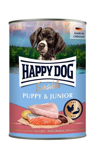 Bild von Happy Dog - Sensible Puppy & Junior - Huhn, Lachs, Kartoffel - Nassfutter 30 x 400 g