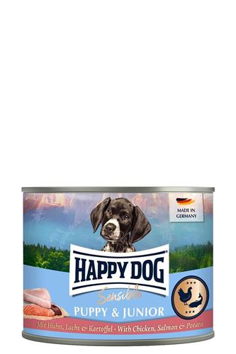 Bild von Happy Dog - Sensible Puppy & Junior - Huhn, Lachs, Kartoffel - Nassfutter 18 x 200 g