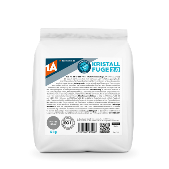 Bild von 1A Bauchemie - Kristallfuge 2.0 mittelgrau - 5 kg
