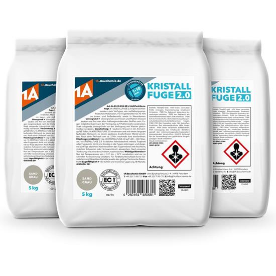 Bild von 1A Bauchemie - Kristallfuge 2.0 sandgrau - 3x 5 kg