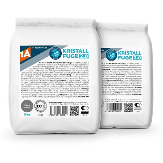 Bild von 1A Bauchemie - Kristallfuge 2.0 titangrau - 2x 5 kg