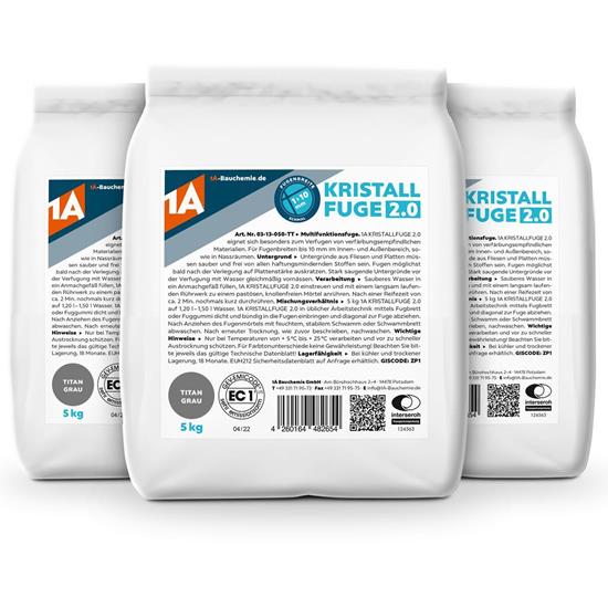 Bild von 1A Bauchemie - Kristallfuge 2.0 titangrau - 3x 5 kg