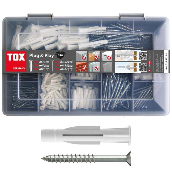 Bild von TOX Sortimentskoffer Plug & Play - Dübel Set mit 3 Dübelgrößen (5,6,8mm) + passende Schrauben - 320-tlg,