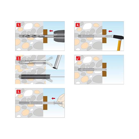 Bild von TOX Nageldübel Attack mit Dübel 8 x 100 mm und Nagelschraube 5 x 105 mm - für Befestigungen von Holzbauteilen in Voll- und Lochstein - 50 Stück