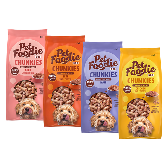 Bild von PetFoodie - Chunkies Dog Rind + Chunkies Dog Lamm + Chunkies Dog Huhn + Chunkies Dog Ente - 4x 500g