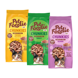 Bild von PetFoodie - Chunkies Cat Pute + Chunkies Cat Huhn + 2x Chunkies Cat Lachs - 4x 300g