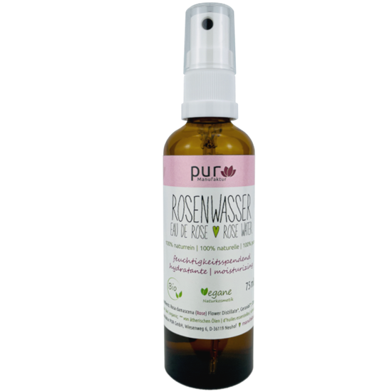 Bild von pur Manufaktur - Bio Rosenwasser 100% naturreines Rosen-Hydrolat verschiedene Größen - 75ml