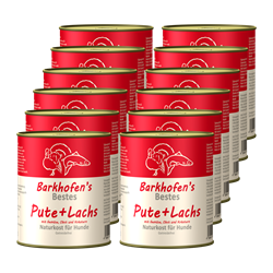 Bild von Barkhofen Tiernahrung - Naturkost für Hunde - Pute + Lachs - 12x 800 g