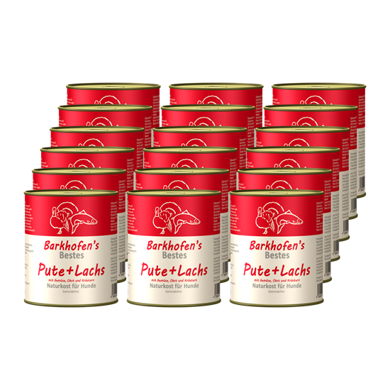 Bild von Barkhofen Tiernahrung - Naturkost für Hunde - Pute + Lachs - 18x 800 g