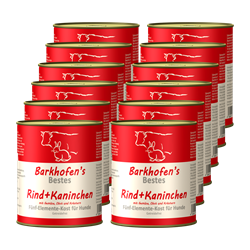 Bild von Barkhofen Tiernahrung - Naturkost für Hunde - Rind + Kaninchen - 12x 800 g
