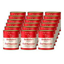 Bild von Barkhofen Tiernahrung - Naturkost für Hunde - Rind + Kaninchen - 18x 800 g