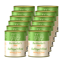 Bild von Barkhofen Tiernahrung - Naturkost für Hunde - VITAL Geflügel + Rind - 12x 800 g