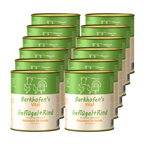 Bild von Barkhofen Tiernahrung - Naturkost für Hunde - VITAL Geflügel + Rind - 12x 800 g