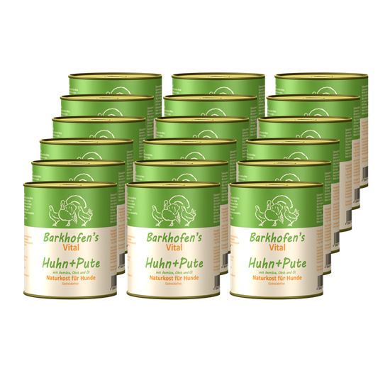 Bild von Barkhofen Tiernahrung - Naturkost für Hunde - VITAL Huhn + Pute - 18x 800 g