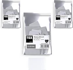 Bild von TOX Distance Allround Unterlegplatten Set, Ausgleichsplatten aus Kunststoff, belastbar bis 5 Tonnen, Polypropylen, 60 x 40 x 1,5 mm, 3 Beutel x 25 Stk