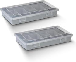 Bild von TOX Sortimentskoffer Set aus robustem Kunststoff, 9 Fächer, feste Einteilung, Sortierbox für übersichtliche Aufbewahrung von Kleinteilen durch transparenten Deckel, stapelbar, 2 Stück