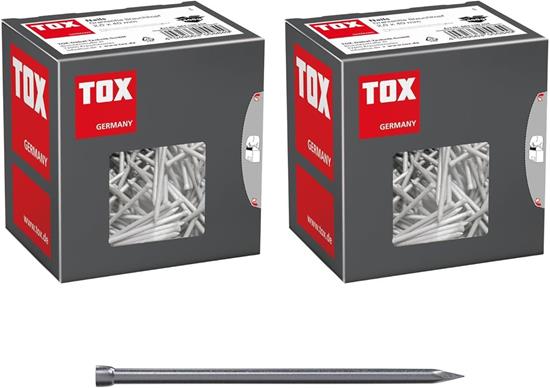 Bild von TOX Drahtstifte Nails Set, 2,0x40 mm mit Stauchkopf für beinahe unsichtbare Befestigungen in Holz, universelle Einsatzmöglichkeit im Innen- und Außenbereich, blanker Stahl, 2x 400 g im Karton