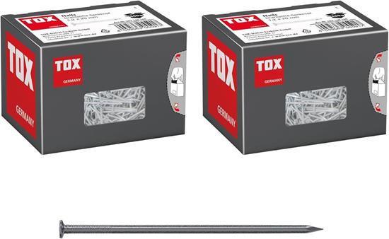Bild von TOX Drahtstifte Nails Set, 1,2x20 mm mit Senkkopf für einfache Holzverbindungen und ebene Flächen, universelle Einsatzmöglichkeit im Innen- und Außenbereich, blanker Stahl,2x 400 g im Karton
