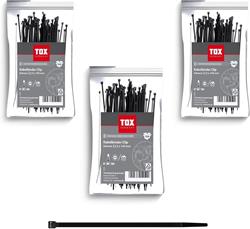 Bild von TOX Kabelbinder Clip Set, UV-beständig, universell einsetzbar im Innen- und Außenbereich, zur sicheren Befestigung im Haus, Büro und Garten, Größe 2,5 x 140 mm, 3x 100 Stück