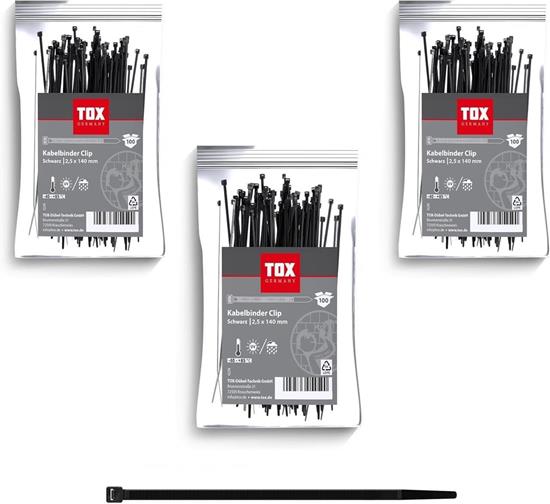 Bild von TOX Kabelbinder Clip Set, UV-beständig, universell einsetzbar im Innen- und Außenbereich, zur sicheren Befestigung im Haus, Büro und Garten, Größe 2,5 x 140 mm, 3x 100 Stück