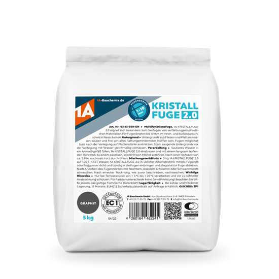 Bild von 1A Bauchemie - Kristallfuge 2.0 graphit - 2x 5 kg