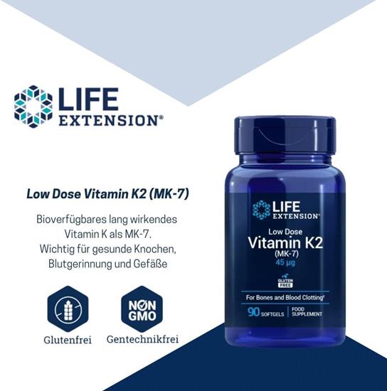Bild von Life Extension - Low-Dose Vitamin K2 (MK-7) 45 mcg - 90 Softgels