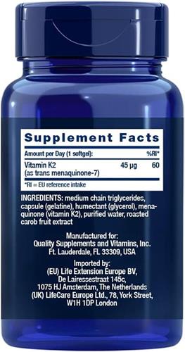 Bild von Life Extension - Low-Dose Vitamin K2 (MK-7) 45 mcg - 90 Softgels