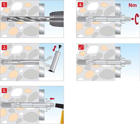 Bild von TOX 04010216 S-Fix Pro Ankerbolzen aus verzinktem Stahl, M10x105/25 mm, 25 Einheiten