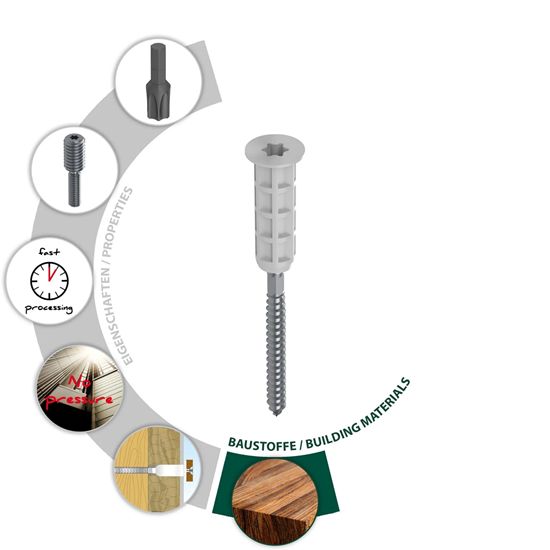Bild von TOX 073600321 Thermo Proof Wood Schwerlast-Abstandsmontagesystem, Silber, M8 x 110 mm