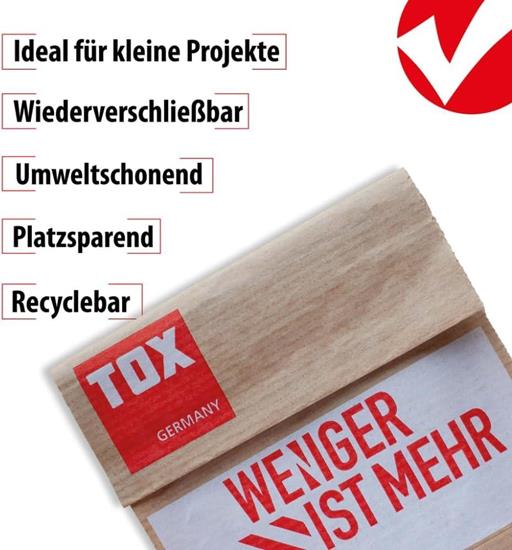 Bild von TOX 10x61 mm, Allzweckdübel TRI, Dübel für zuverlässige Befestigungen in Fast Allen Baustoffen, 4 Stück in Einer wiederverschließbaren und umweltschonenden Papierverpackung, 010600161, Rot