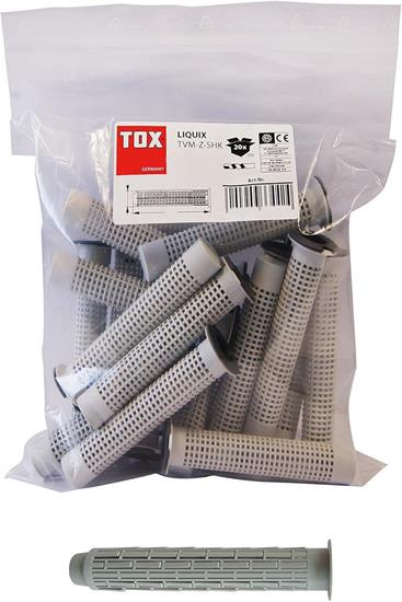 Bild von TOX 13 x 100 mm, Siebhülse Sleeve Plus, Zubehör zur sicheren Verarbeitung Verbundmörtel in Loch-und Kammerstein, in Zulassungen für Liquix erfasst, 20 Stück im Beutel, 08460061, grau