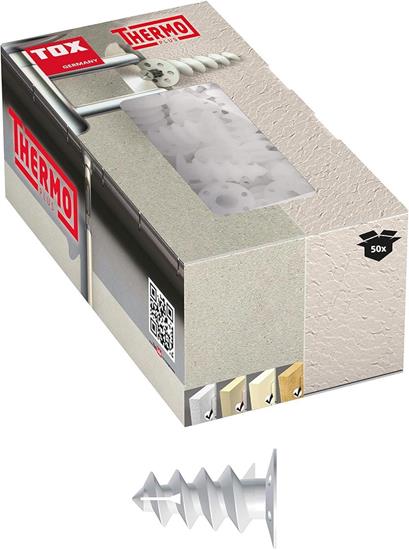 Bild von TOX 55 mm, Dämmstoffdübel Thermo Plus, Dübel ohne Vorbohren oder Spezialwerkzeug, verhindert Wärmebrücken, für EPS, XPS 20, PUR und Holzfaserplatten, 50 Stück im Karton, 072100421, Weiß